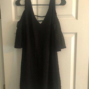 Shoulder Cut-Out Black Dot Dress | NEVER WORN